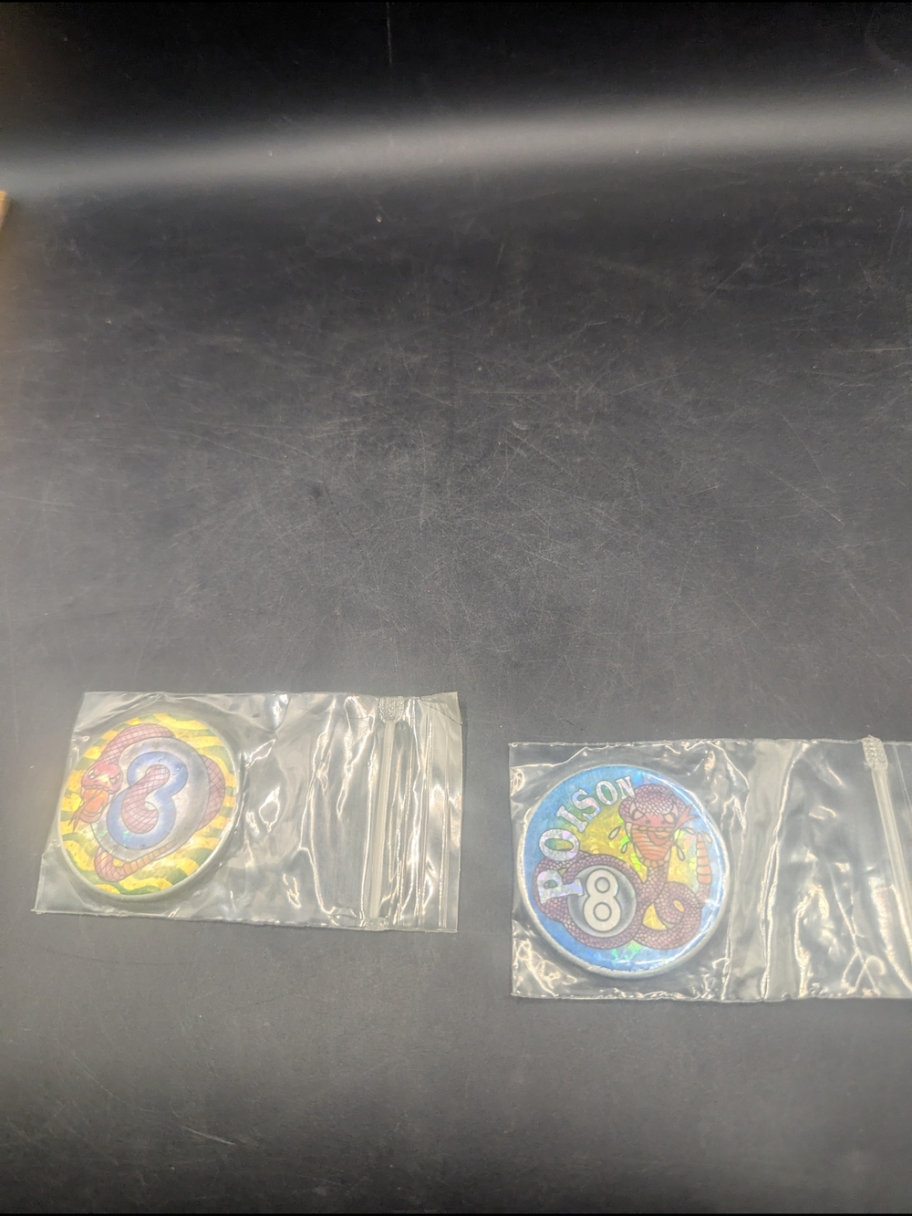 Vtg NIB 1990's Lot Of 2 Metal Holographic Slammers Poison 8 Ball